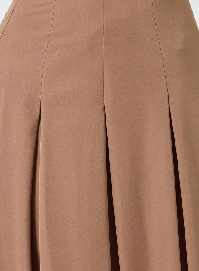 Styli  Women Beige Pleated A-Line Maxi Skirt for Women | Best Price UAE